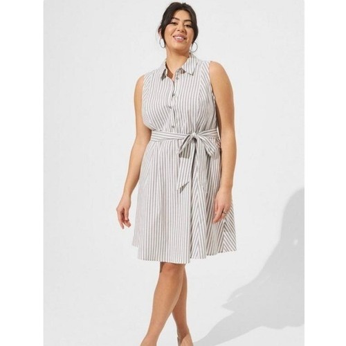 TORRID Women's Gray Striped Poplin Collared Shirt Dress size 3X