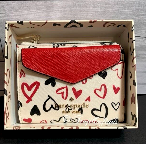 Kate Spade Staci Scribble Hearts Small Wallet Card Case Set W/Box - Main Image