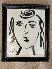 Peter Keil Signed Framed Painting On Board  Face Abstract Portrait 20 X 16