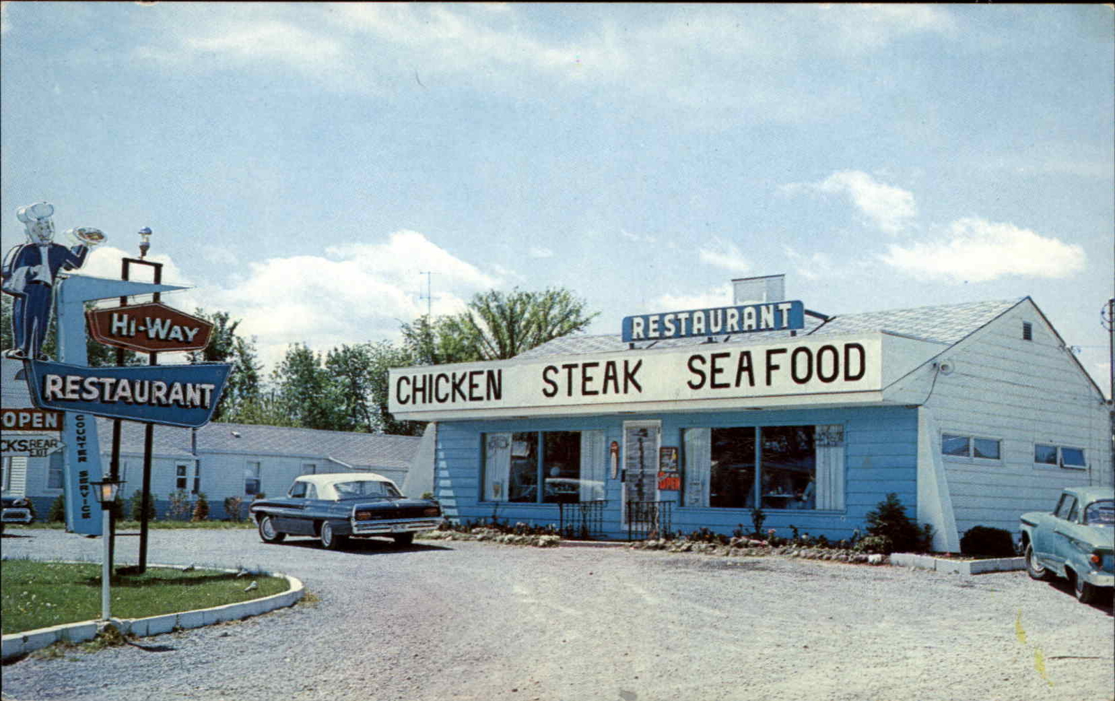 Plattsburgh New York NY HiWay Restaurant Classic 1950s Car Vintage