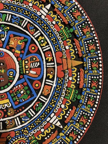 AZTEC SUN CALENDAR / STONE DIAL Wall Hanging Volcanic Rock 14 x 14 inches NICE - Picture 7 of 12