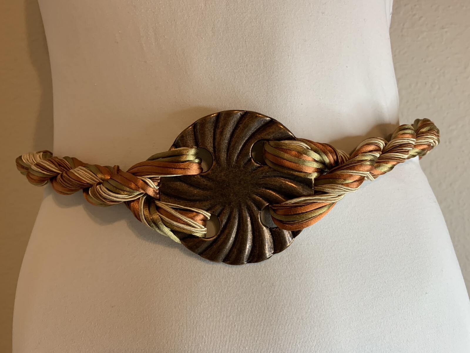 Artisan Shell- Pattern Brass Buckle Braided Multi… - image 3