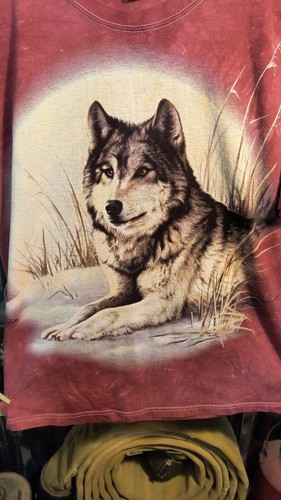 Vintage T-shirt Tie Dye Wolf Graphic- Jerzees Heavy Duty Tee EUC - Picture 2 of 7
