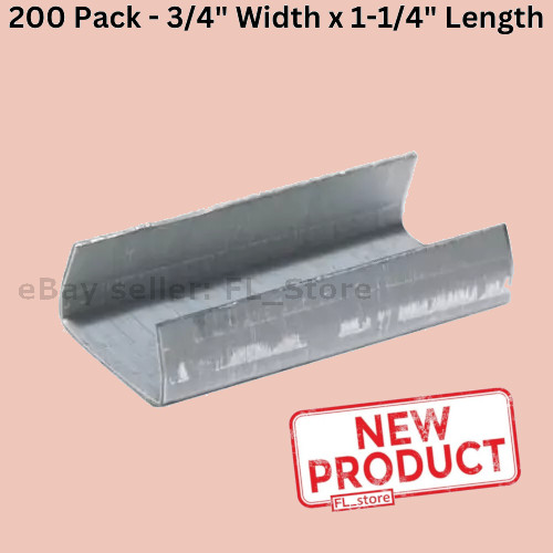 200 PACK Strapping Clip Seals 3/4" Width x 1-1/4" Length Open Steel Banding NEW