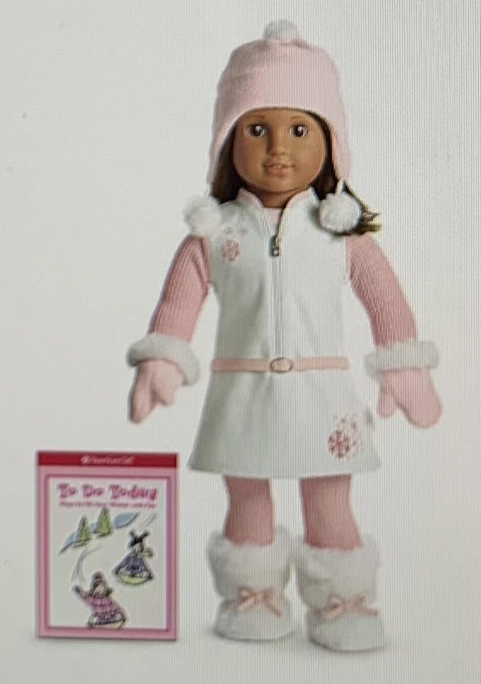 American Girl кукла снежный шик наряд 2008 розовый ботинки платье шляпа книга сняты с производства новый в коробке - Изображение 3 из 4