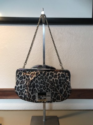Guess Leopard Change Clutch Gold Bling Formal Purse Handbag