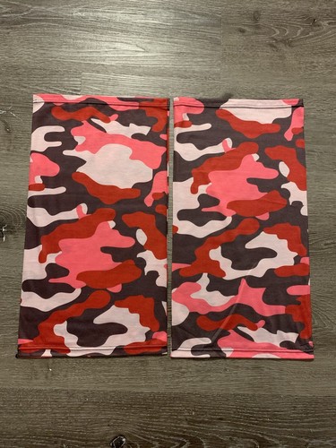 2er Pack Mehrzweck Gesichtsmaske Schlauchschal Kopf Hals Gamasche Rot Rosa Schwarz Camouflage - Bild 2 von 6