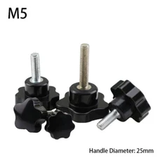 Plastic Black Thumb Screw M5 Male Thread Star Knob Grip Hand Tightening Screws