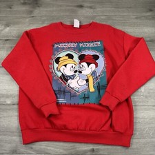 Vintage Mickey Mouse Minni Crewneck Sweatshirt Holiday 90s USA Winter