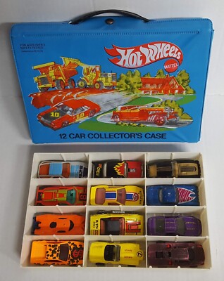 Hot Wheels 12 Car Carrying Case w/12 Great Vintage HWs & MBs. Cars