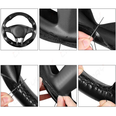 Leather Soft 38cm Universal Car Steering Wheel Cover DIY With Needles And Thread Non-slip Car