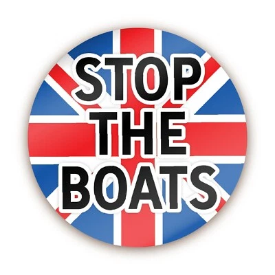 STONE MELON STOP THE BOATS 144 Stickers 30mm Reform UK Farage Great Britain French Fishing