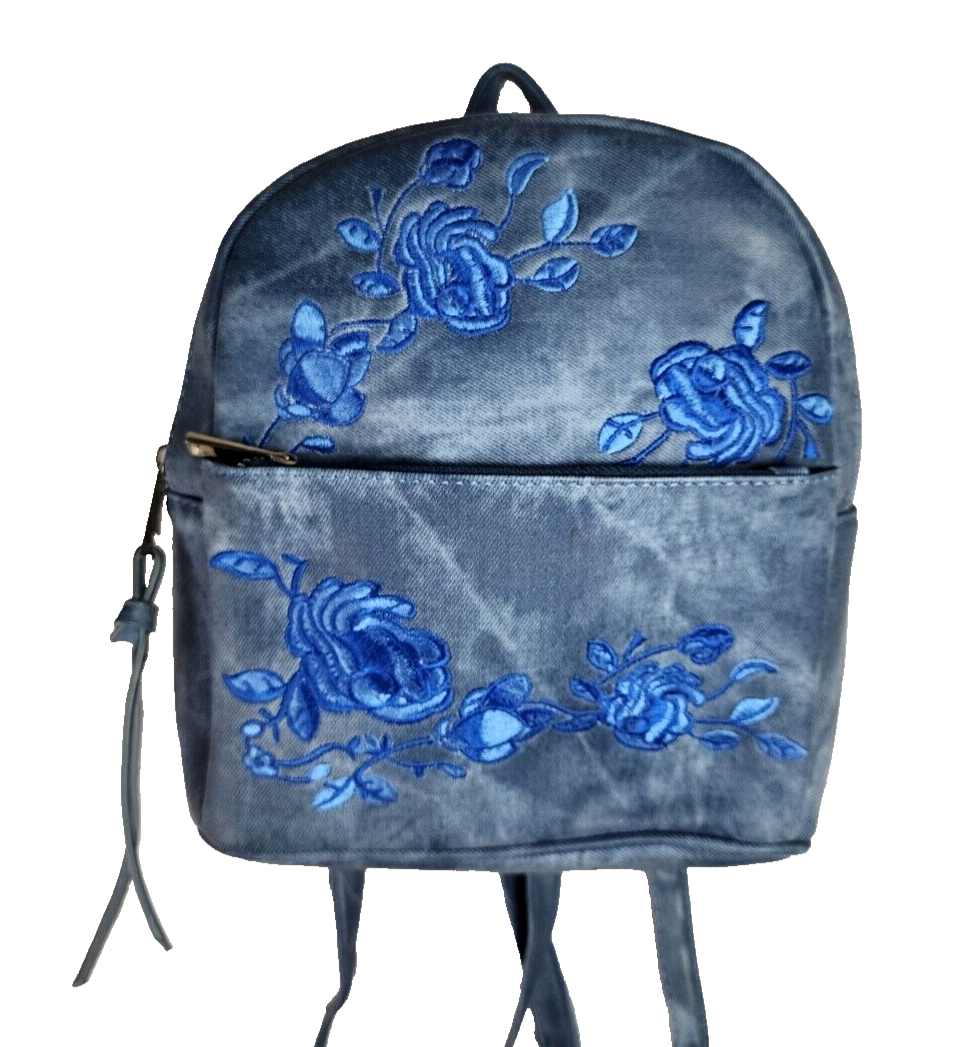 flower embroidered mini backpack Women's Girl's Floral Flower Embroidered Mini Backpack Blue Topical Floral