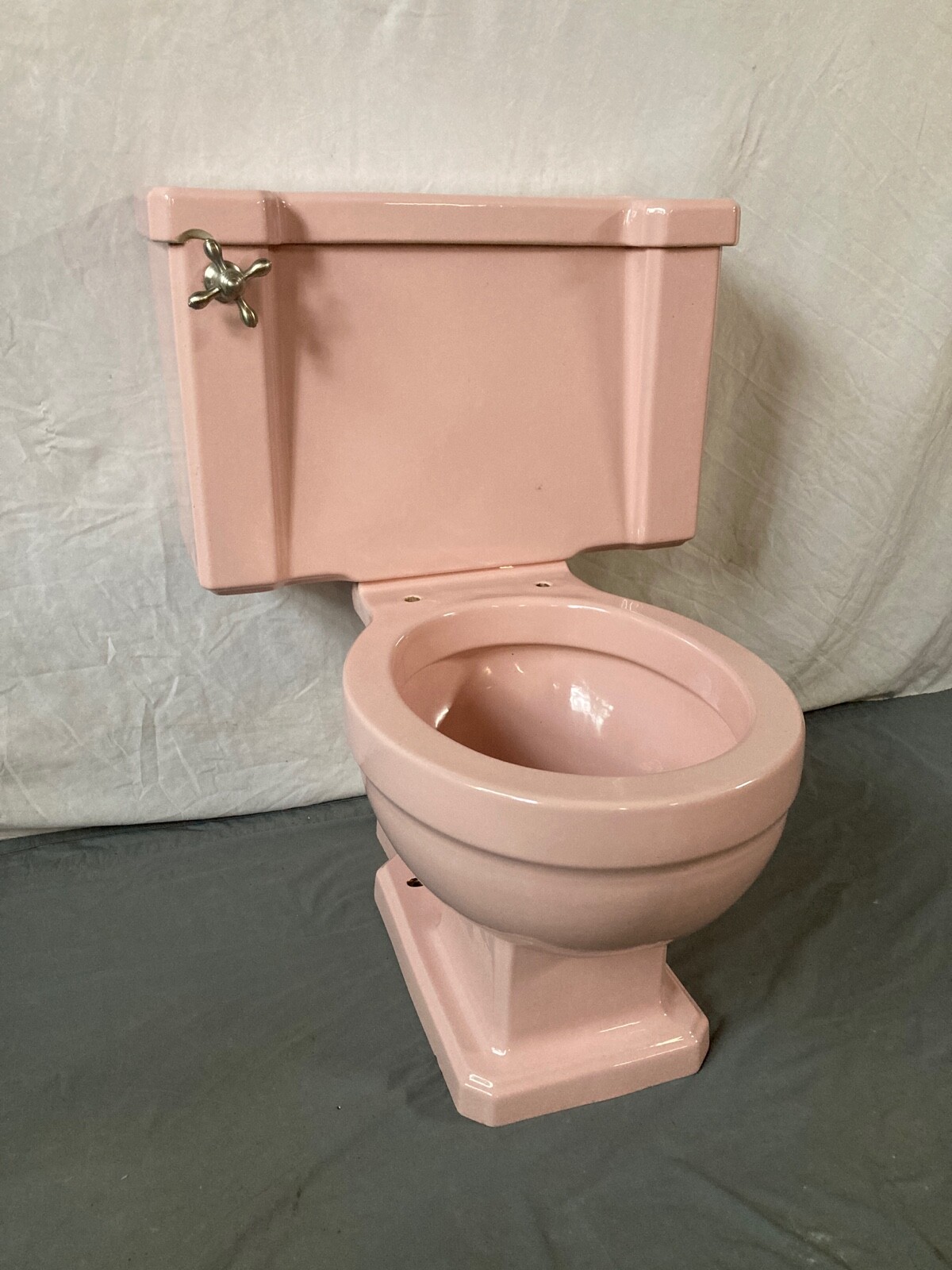 Vtg Mid Century Case Pink Porcelain Complete Toilet Bowl Tank Lid Old
