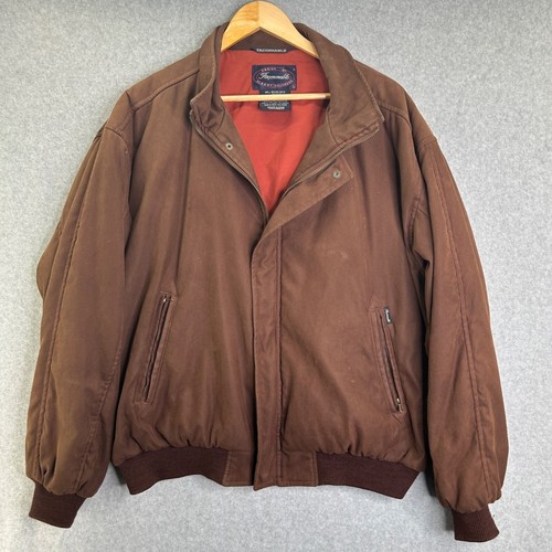 Façonnable, Vintage Faconnable Size Large Brown Coat Bomber Jacket Faux Suede Full Zip