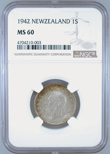 1942 New Zealand 1 Schilling MS-60 NGC Certified