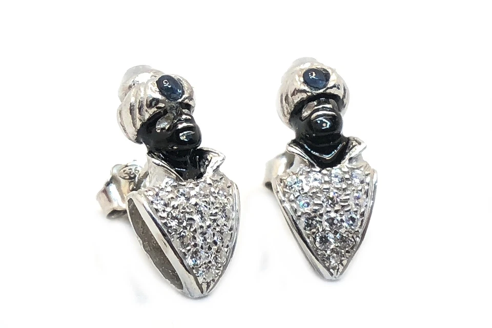 Orecchini lobo Moretto Veneziano Argento 925 zirconi, Zaffiro - Immagine 3 di 4