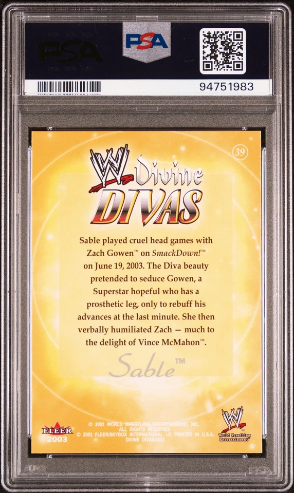 Sable 2003 Fleer WWE Divine Divas #39 PSA 10 TNA AEW Foto 2 de 2