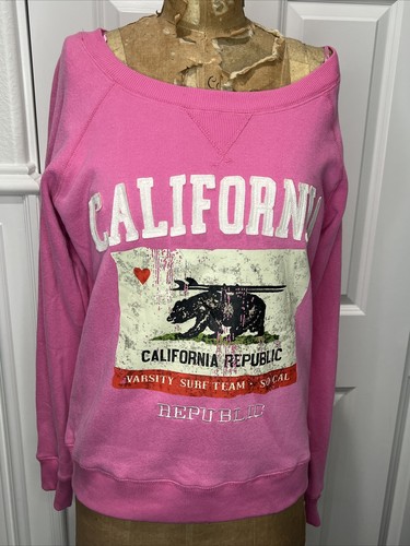NWT Green Sleeved Pink Pullover Sweatshirt CALIFORNIA REPUBLIC BEAR Size Medium