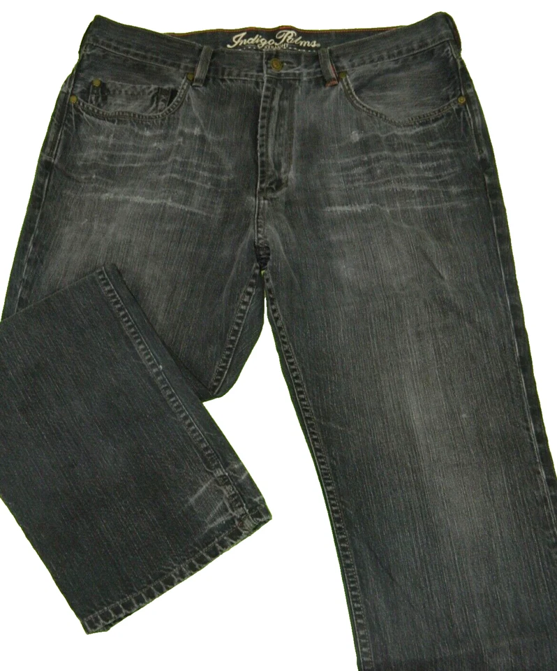 Men's Straight Jeans Indigo Palms Premium Denim Tag 38x32 measured Size 35x30 - Image 3 of 4