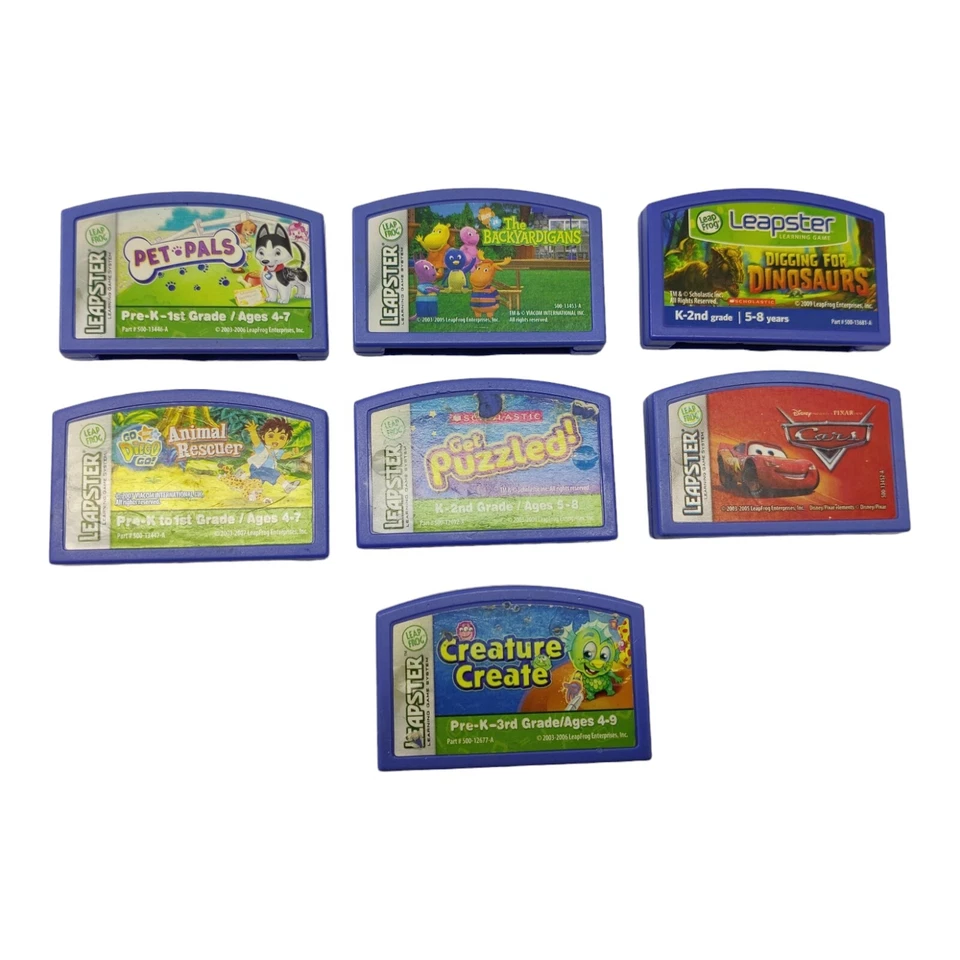Lot of 7 LeapFrog Leapster Learning Games Mixed Dinosaurs Cars Pet Pals - Image 2 of 4