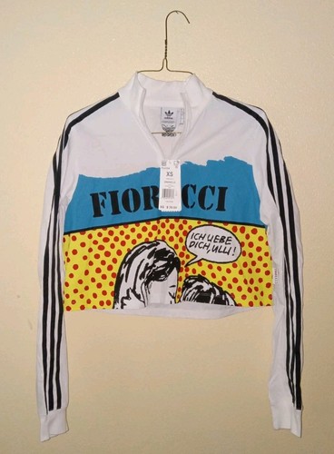 Adidas x Fiorucci Cropped Comic Book 1/4 Zip Jacket Adult Large White Women 80's