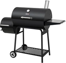 Charcoal Grill Steel 30 Inch with Offset Smoker and Warming Rack for Backyard...