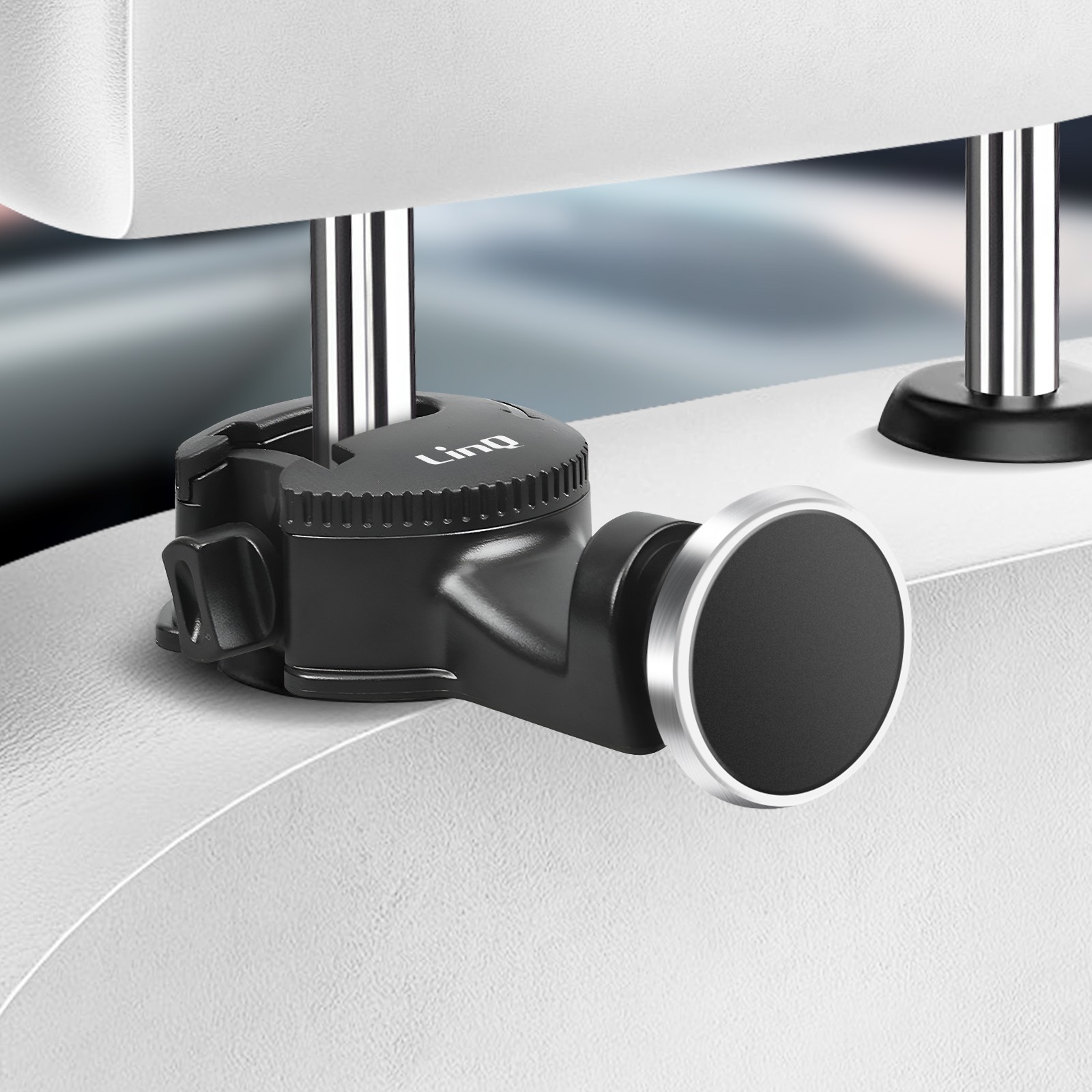 Support magnétique LinQ appui-tête de voiture pour smartphone noir