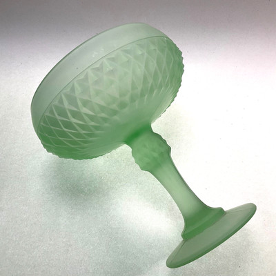 Indiana Glass Green Diamond Point Compote Pedestal 7.125'' Vintage