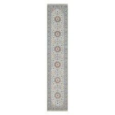 2'10"x14'6" Ivory Nain Flower Design Wool & Silk Hand Knotted Runner Rug R91614