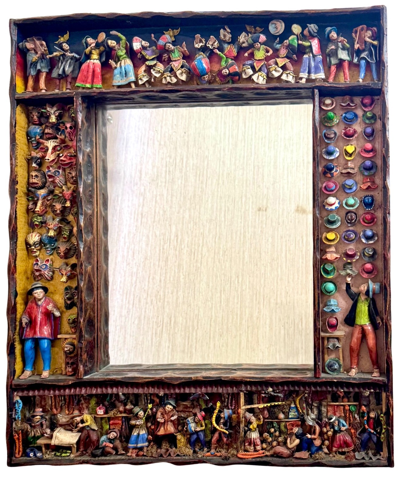 Espejo Retablo Peruano Eleudora y Mabilon Jiménez Quispe Arte Popular Años 90
