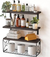 Amada Bathroom Shelves over Toilet with Storage Basket, Floating Shelves