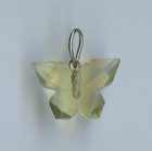 14K Solid White Gold 15mm Lemon Quartz Gemstone Carved Butterly Pendant a2hg — photo 1