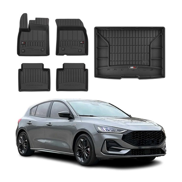Omac FußMatten & Kofferraumwanne Set FüR Ford Focus Mk4 2019-2025 5TüR Schwarz-image