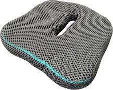 TPU Seat Cushion, 17.72" Square, Breathable, Soft, Machine Washable Black 