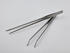 2PCS Long Aquarium Tweezers 10.6" Straight and Curved Tweezers Stainless Steel