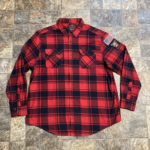 Angry Minnow Flannel Co Shirt Smokey Bear Patches Mens Size 2XL XXL Pockets - Picture 3 of 10