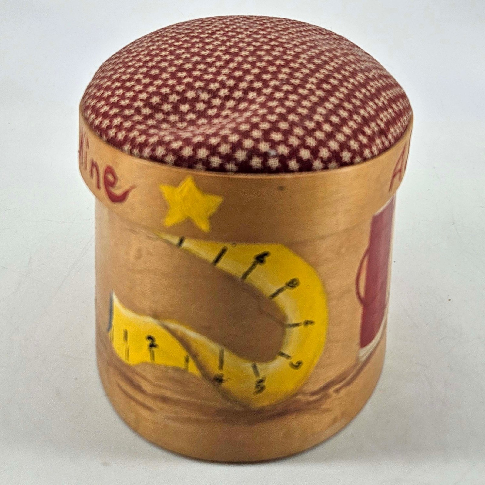 Vintage Woven hand painted mouse Sewing Basket Box A stitch in time saves nine