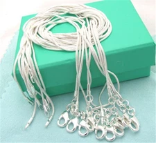 10PCS wholesale 925 sterling solid silver 1MM 16-30inch snake chain necklace