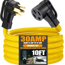 10FT NEMA 14-30P to 14-50R EV Charger Adapter Cord 30 Amp 4 Prong Dryer to 50...