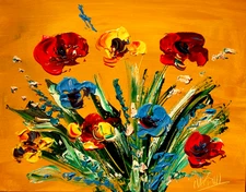 M. Kazav NICE BOUQUET    Impressionism  Abstract  Fine Art Original Painting