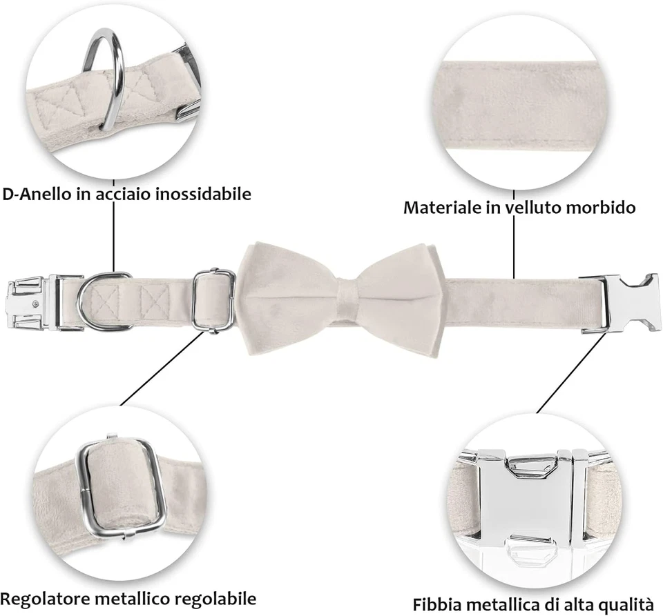 Collare Cane, Papillon Cane Collare per Cani Velluto, Collare per Cani Comodo Re - Immagine 2 di 4