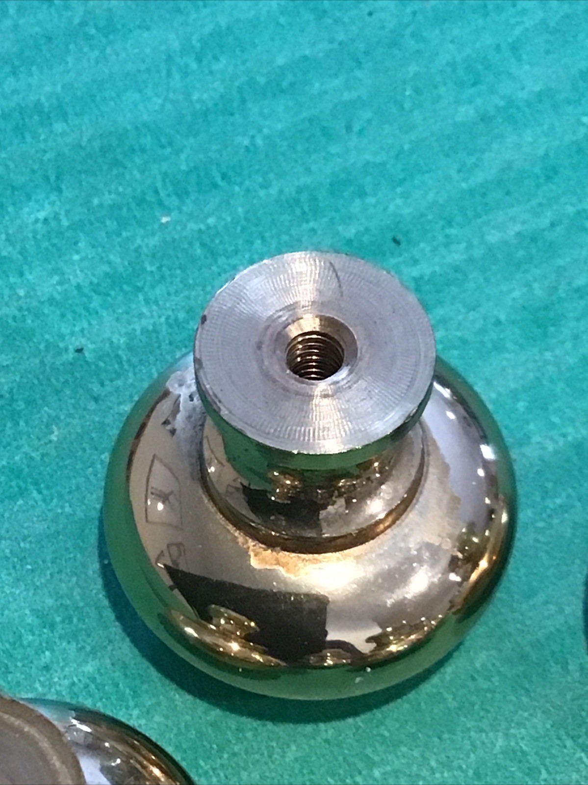 Lot of 10 Vintage Solid Brass Door Drawer Cabinet Round Knob Pulls 1 1/4" (A)