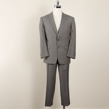 vtg 90s Y2K Burberry London Men's Grey Pinstripe Wool Suit 44R Pleated Cuffed