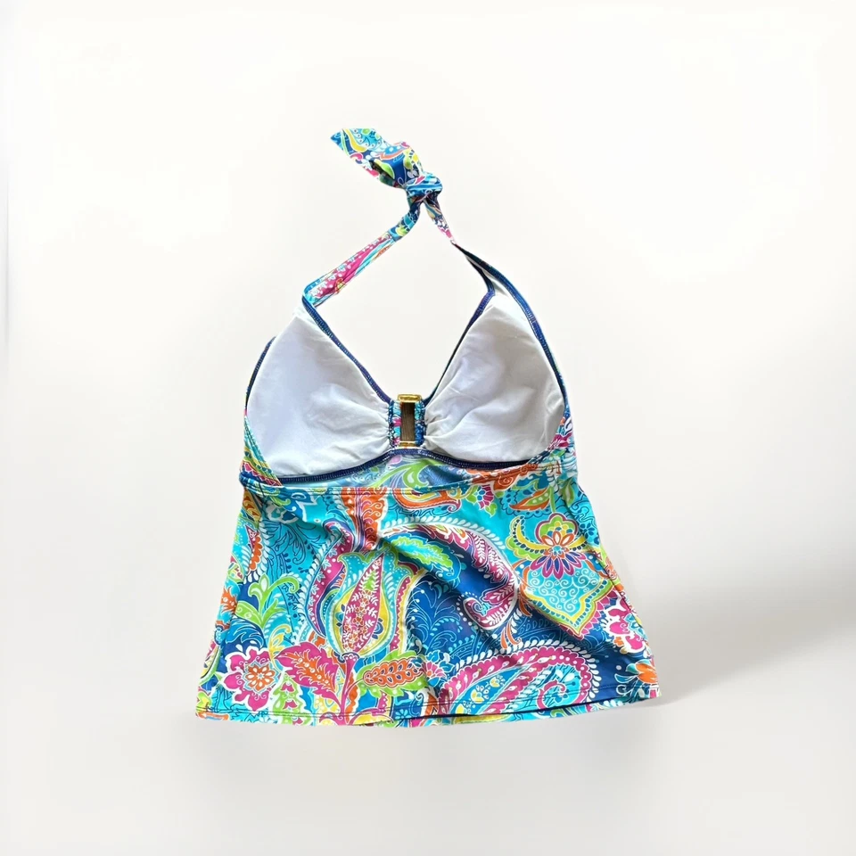 Lauren Ralph Lauren Blue Paisley Floral Tankini Swim Top Womens Size 8 - Image 3 of 4