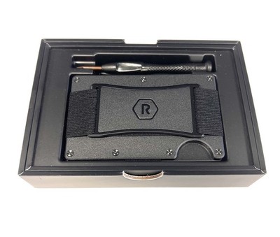 Ridge Slim RFID Blocking Wallet Matte Black w/ Cash Strap NEW