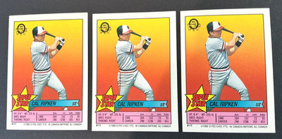 1989 O-Pee-Chee Super Star Stickers Set of 3 #11 Cal Ripken Jr. *Different Backs