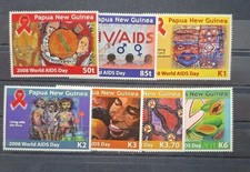 GH239 - Papua New Guinea 2008 ' World Aids Day', Group of Seven High Values MNH