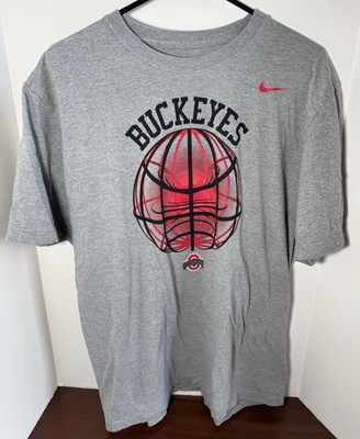 Nike Ohio State Buckeyes Basketball T Shirt Mens 2XL Gray Hoops OSU Bucks March