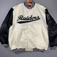 Vintage Reebok Oakland Raiders Satin Varsity Bomber Jacket 2XL